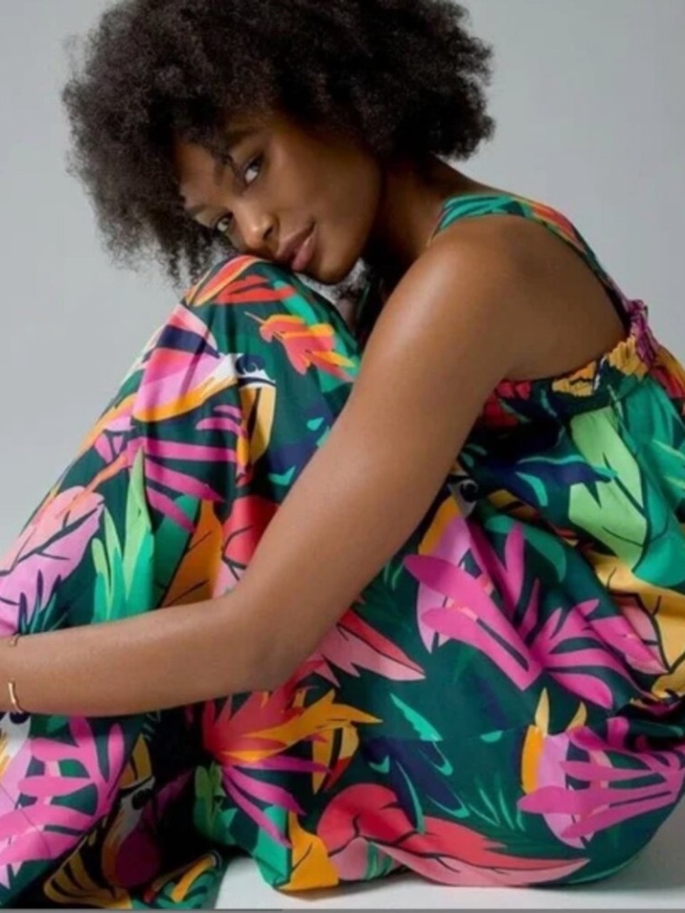 Soma bold Tropical leaf Toucan Cotton vibrant Maxi Bra Dress - Picture 9 of 9